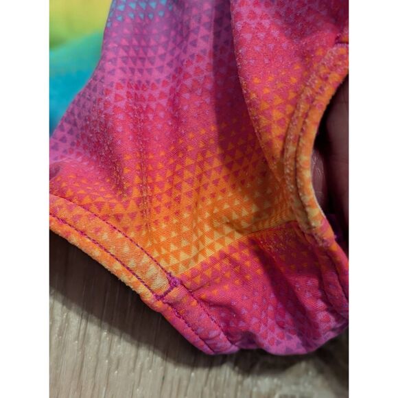 Speedo Girls Racerback One-Piece Swimsuit Size 14 | Rainbow Ombre Competition Tr - Picture 4 of 7